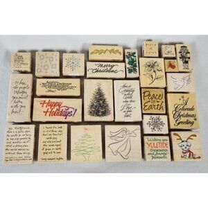 Lot of 26 Rubber Stamps Winter Christmas Holiday Theme - Brands Vary - Most NEW